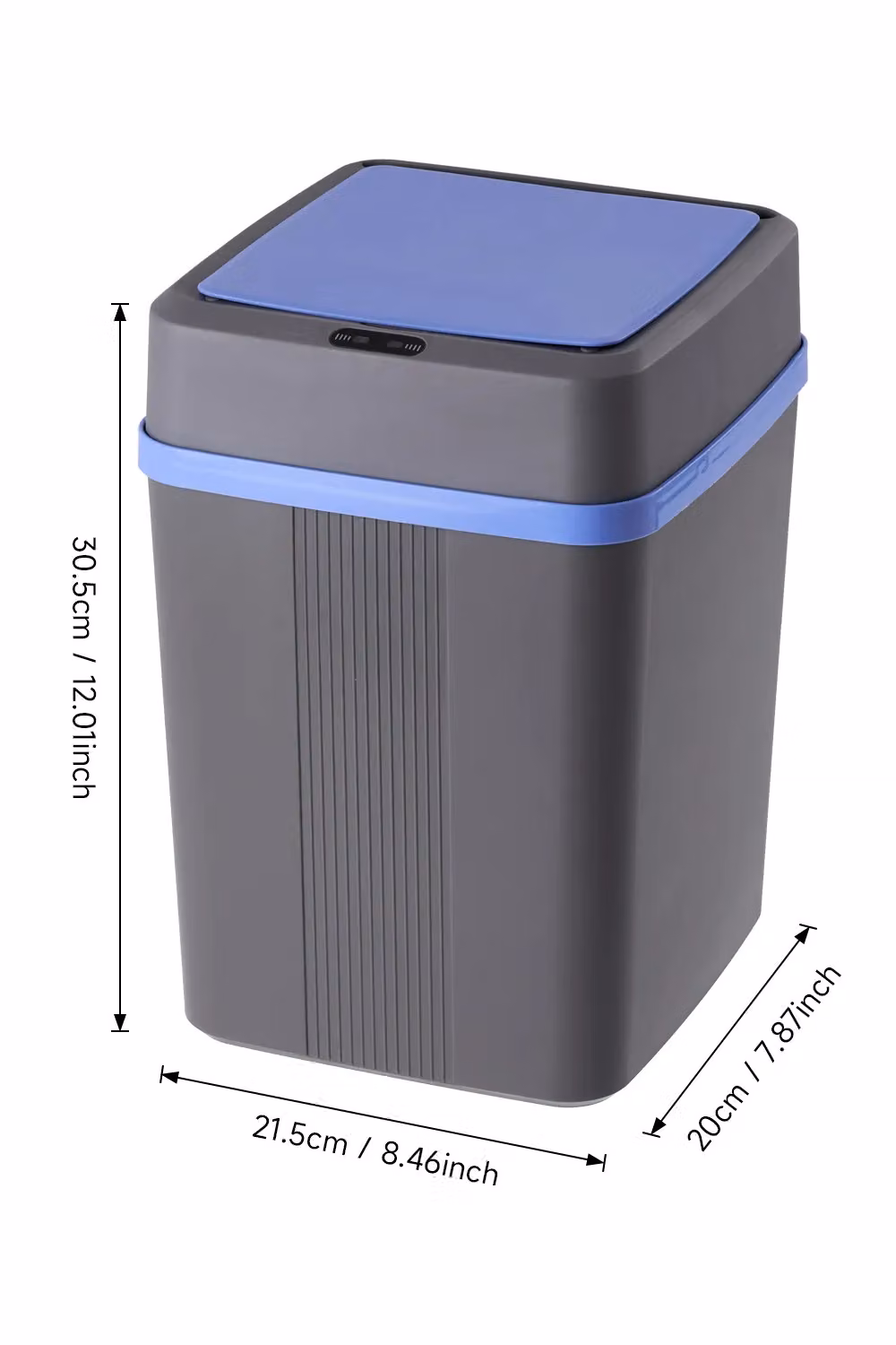 Living and Home 12L Smart Sensor Waterproof Plastic Rubbish Bin in Grey, H 30.5 cm x W 21.5 cm x D 12 cm – 3