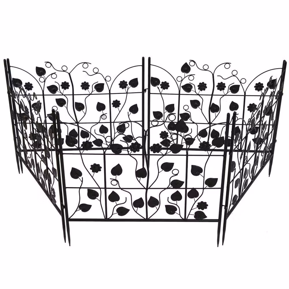 SPETLEK 5 Panels Steel Garden Fence in Black – 3
