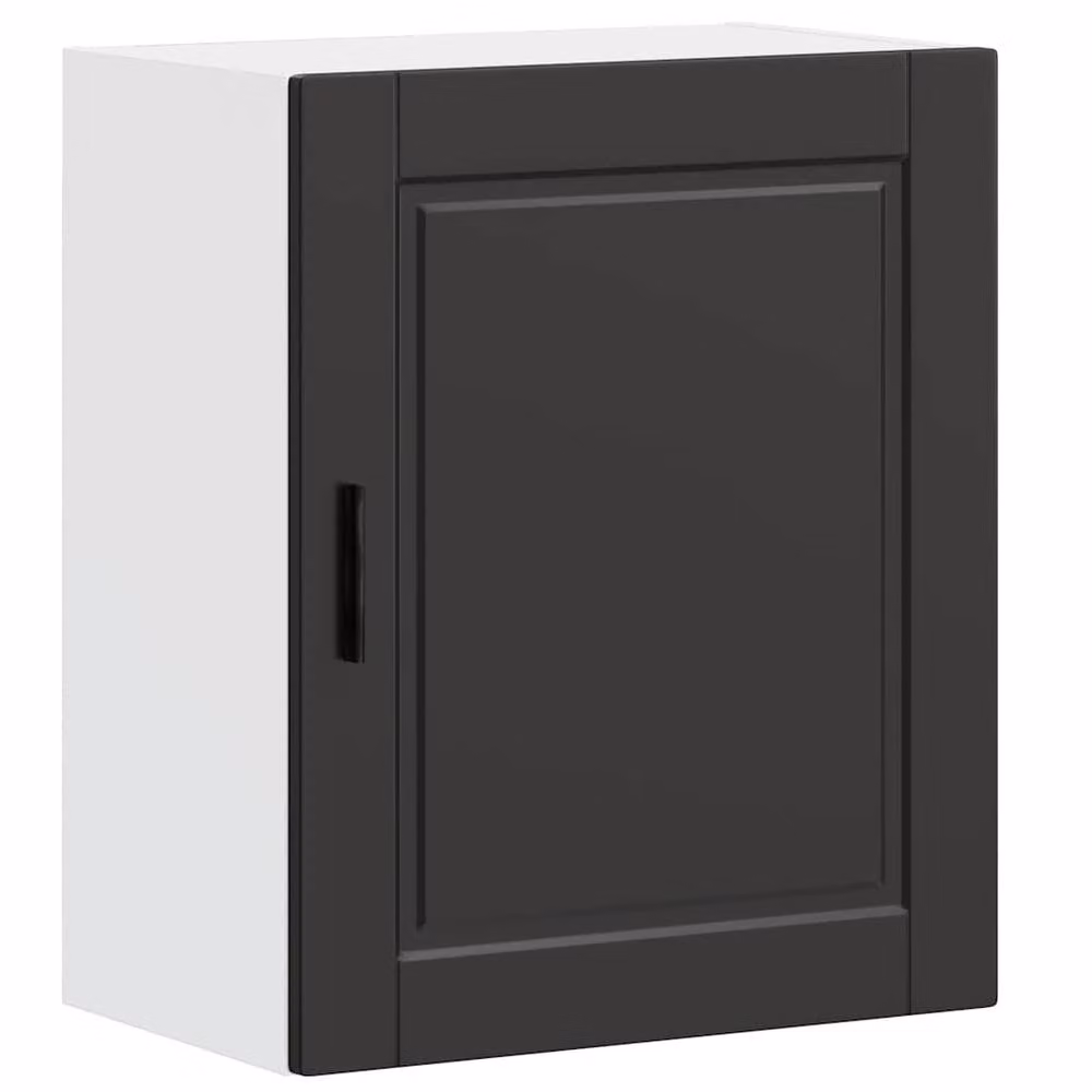 Berkfield Home Porto Black Kitchen Wall Cabinets, 2 Piece Set of Matt Engineered Wood Cabinets – 3