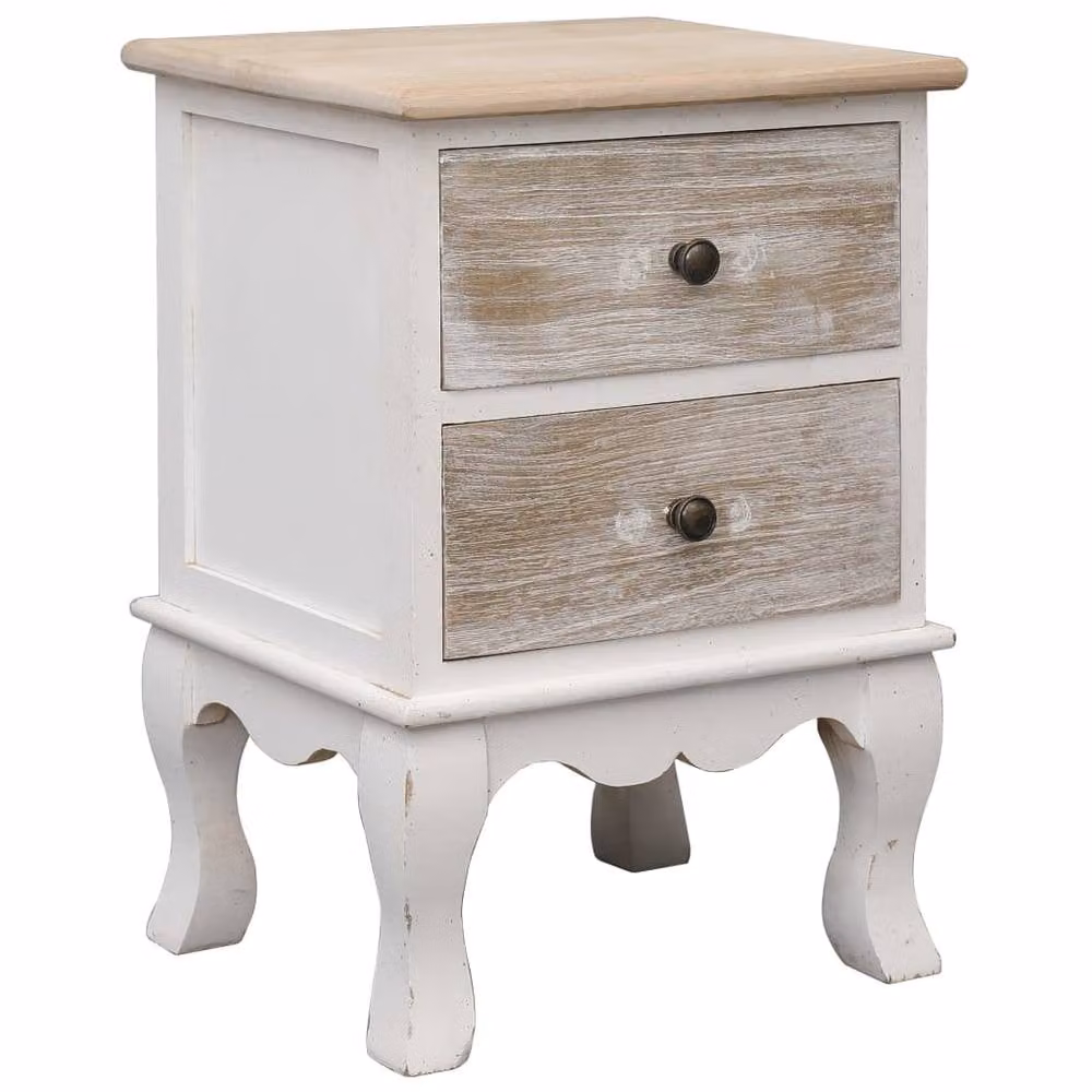 Berkfield Home Elegant White Paulownia Wood Bedside Cabinet W/D/H: 35 x 30 x 50 cm – 1