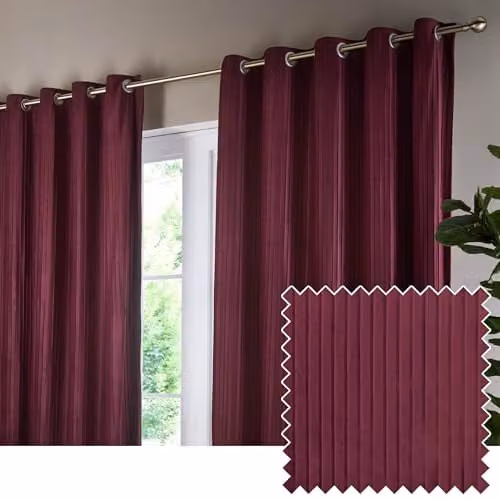 Paoletti Corinthian Red Velvet Eyelet Curtain Pair, W: 117 cm, H: 183 cm