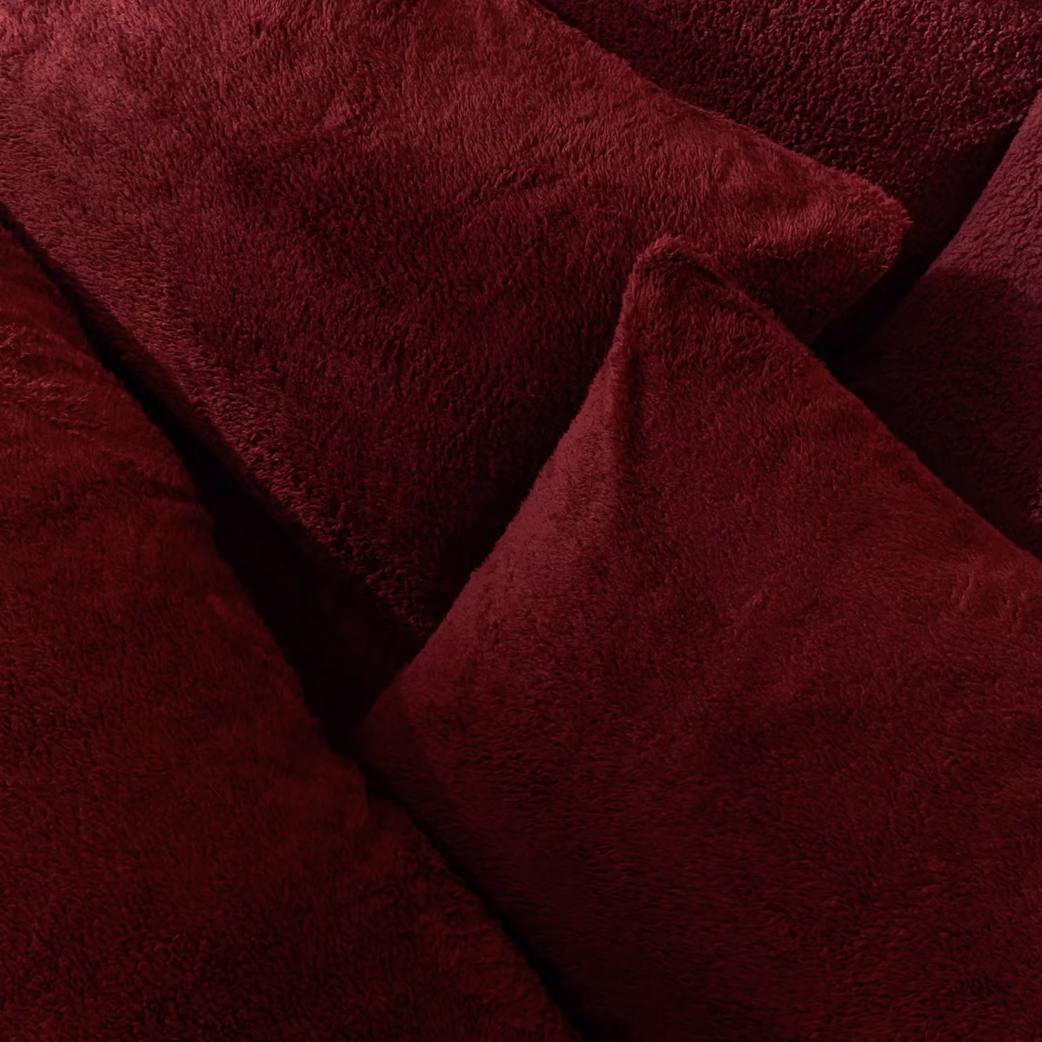 OHS Red Teddy Fleece King Size Duvet Cover and Pillowcase Set, 180 x 200 cm – 3