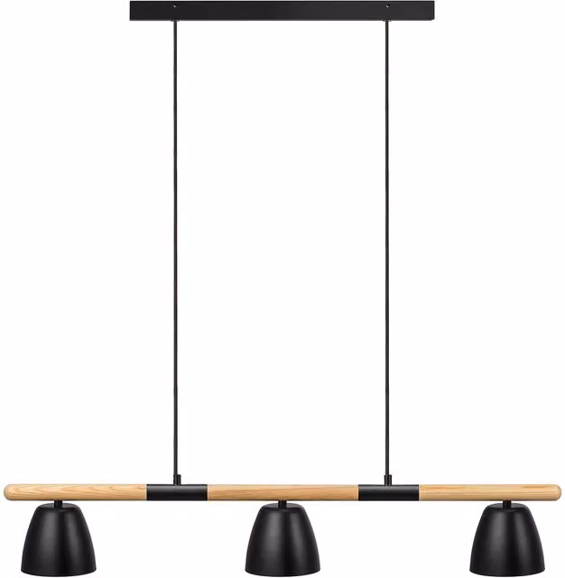 Nordlux Theo Suspended Pendant Light in Black Metal and Wood with GU10 Mains
