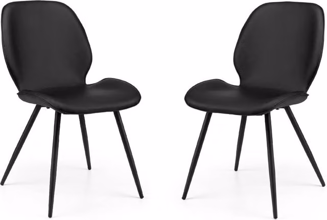 Cheshire Elmdale Modern Dining Chairs, Set of 2, Black Synthetic Leather and Metal