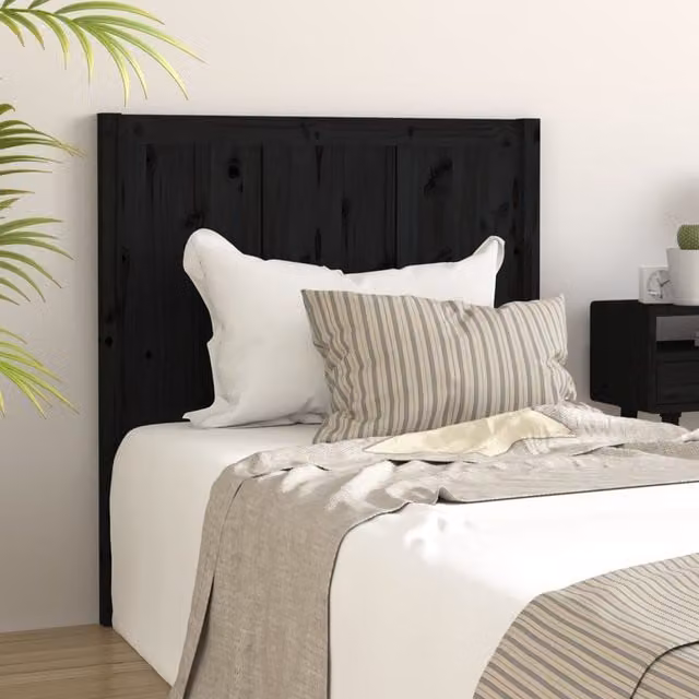 Berkfield Home Rustic Black Solid Pine Wood Bed Headboard W/D/H: 95.5 x 4 x 100 cm