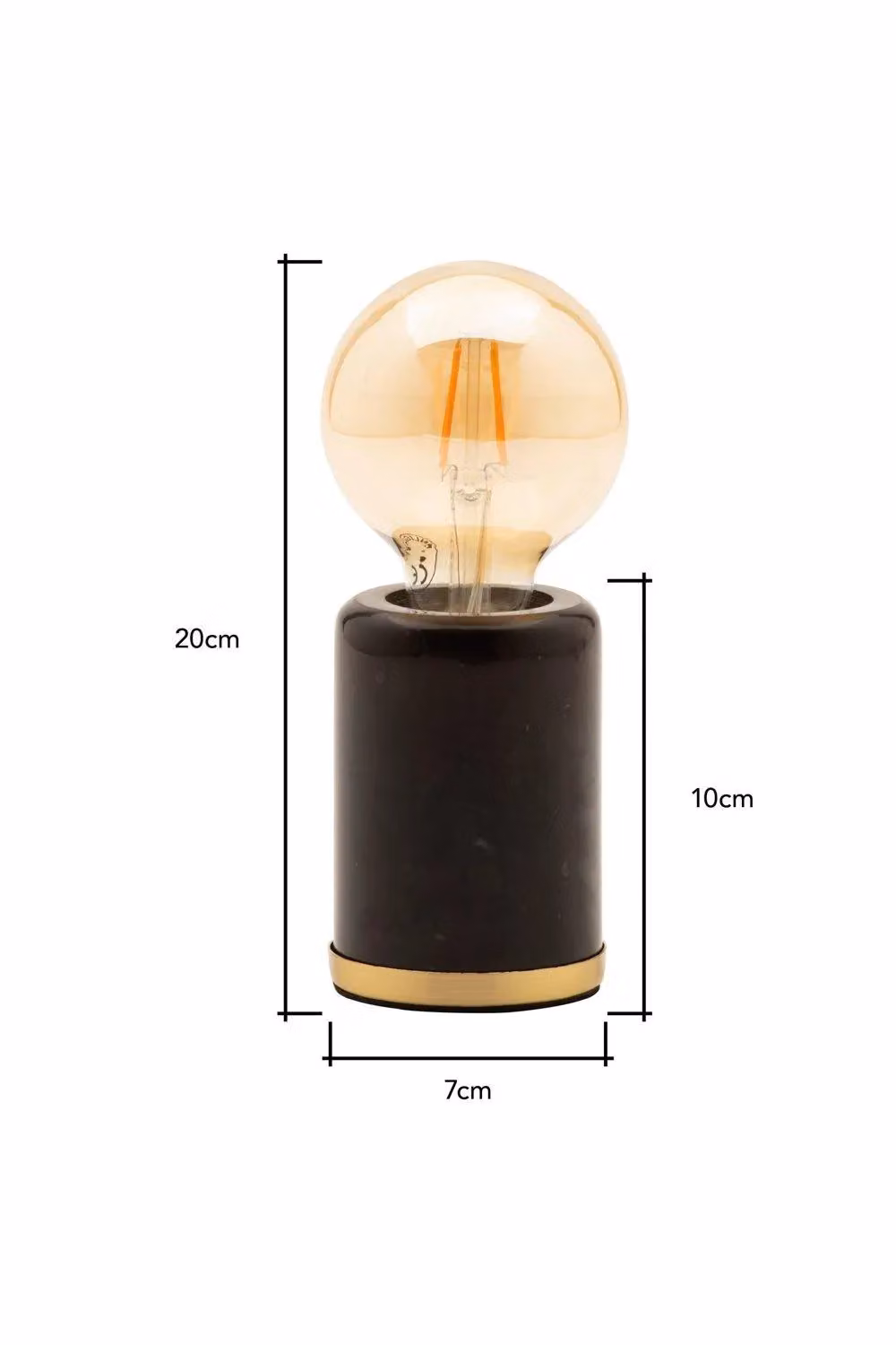 BHS Lighting Romano Modern Table Lamp in Black and Gold/Brass with Glass Sphere and Marble Base – 4