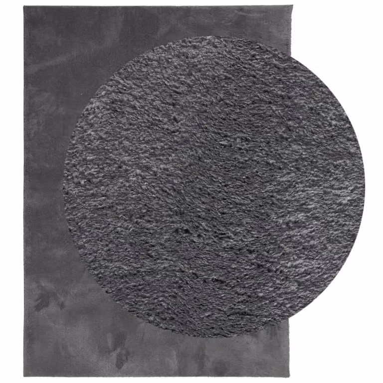 Berkfield Home Round Short Pile Soft and Washable Anthracite Rug, Diameter: 100 cm