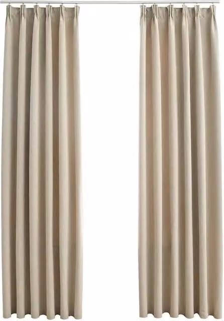 Berkfield Home Blackout Fabric Curtain Panels with Hooks, Beige, W: 140 cm, H: 175 cm, 2 Pack – 1