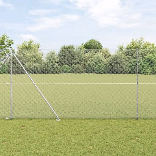 Berkfield Home Hexagon Fence in Silver Galvanised Steel, H: 150 cm x W: 10 m