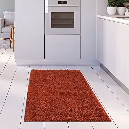 THE RUGS Terra Plain Soft High Pile Shaggy Rug, W/D: 60 x 110 cm, Orange/Brown – 2