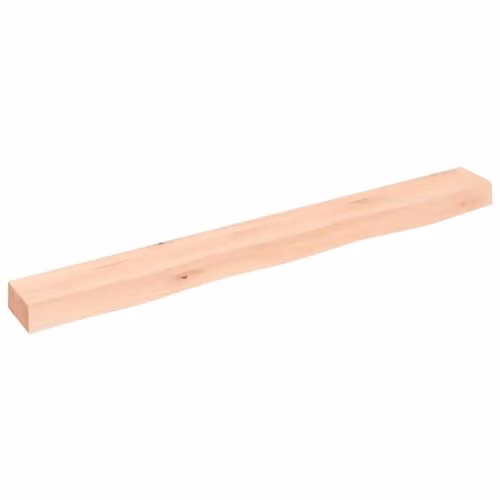 vidaXL Wall Shelf in Untreated Solid Oak, Natural/Brown, W: 100 cm, D: 10 cm, H: 6 cm