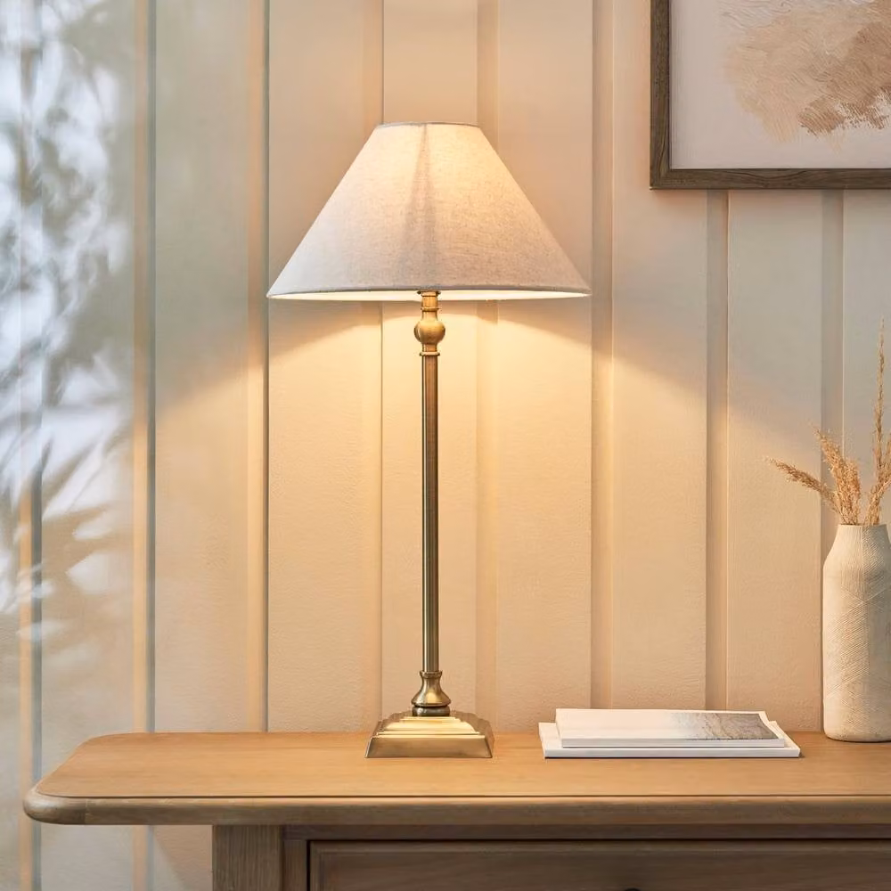 Netlighting Lille Table Lamp with Round Tapered Shade in Gold and Beige – 2