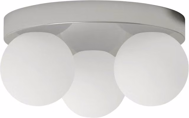 First Choice Lighting Edit Chrome IP44 Ceiling Light with White Glass Sphere Shades – 1