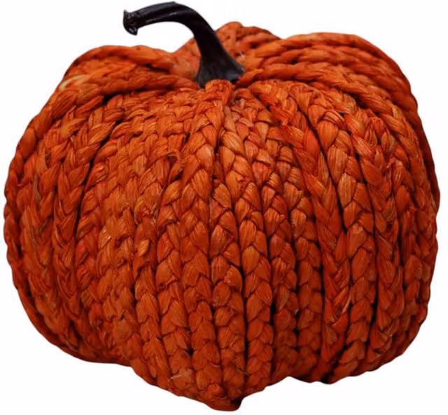 Four Candle Wicker Pumpkin Autumn Decoration in Orange and Brown, Height: 17 cm – 1