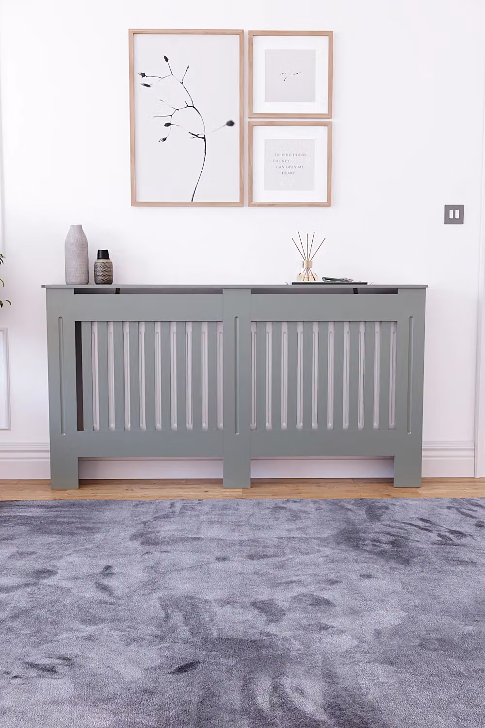 Vida Designs Chelsea MDF Radiator Cover in Grey, H 82 cm x W 152 cm x D 19 cm – 3