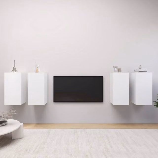 Berkfield Home Set of 4 White Wall Mounted TV Cabinets with Hinged Doors and Internal Shelves, W/D/H: 30.5 x 30 x 60 cm – 1