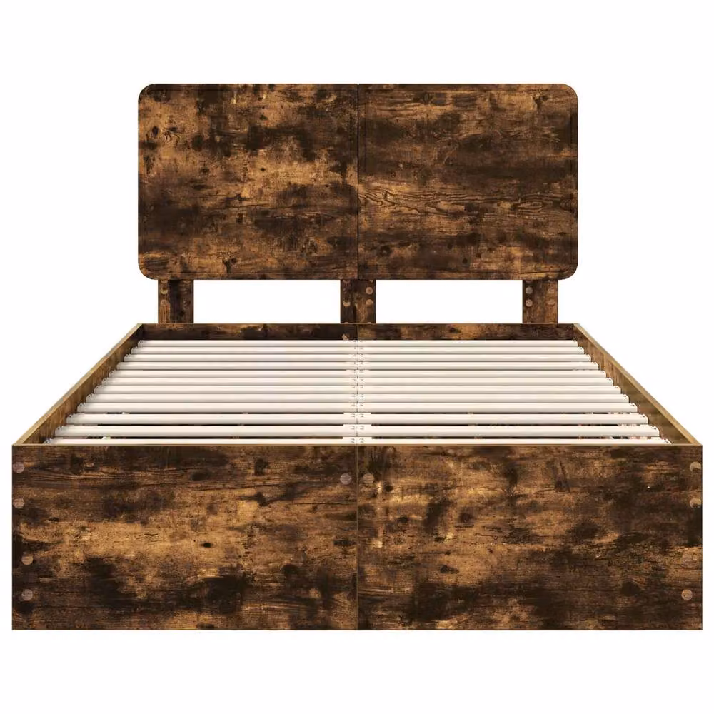 Berkfield Home Modern Bed Frame with Drawers in Smoked Oak Brown, W: 135 cm, L: 190 cm – 4