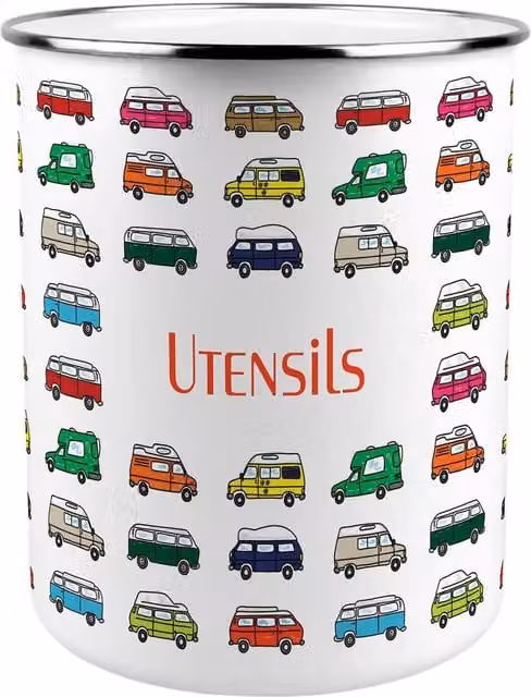 Purely Home Colourful Campervans Kitchen Utensil Holder in Multicolour
