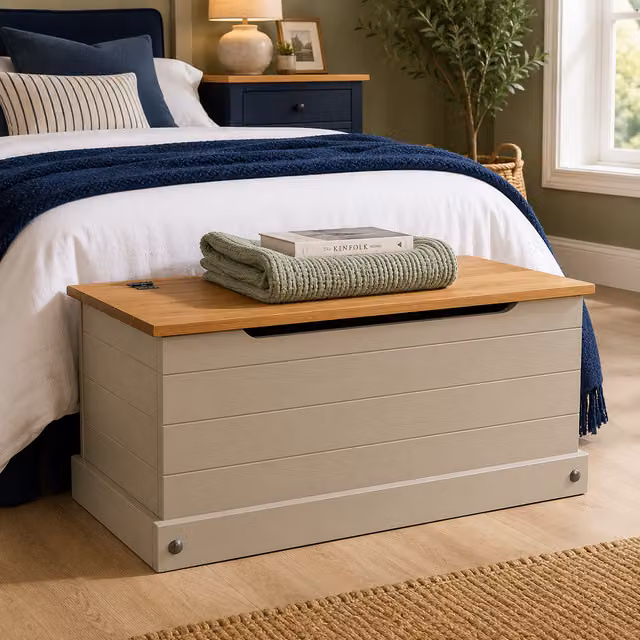 Mews Rustic Grey Lacquered Pine Storage Chest