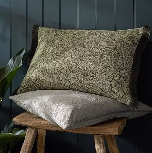 William Morris at Home Marigold 100% Cotton Filled Rectangular Cushion, Green, W: 60 cm, H: 40 cm