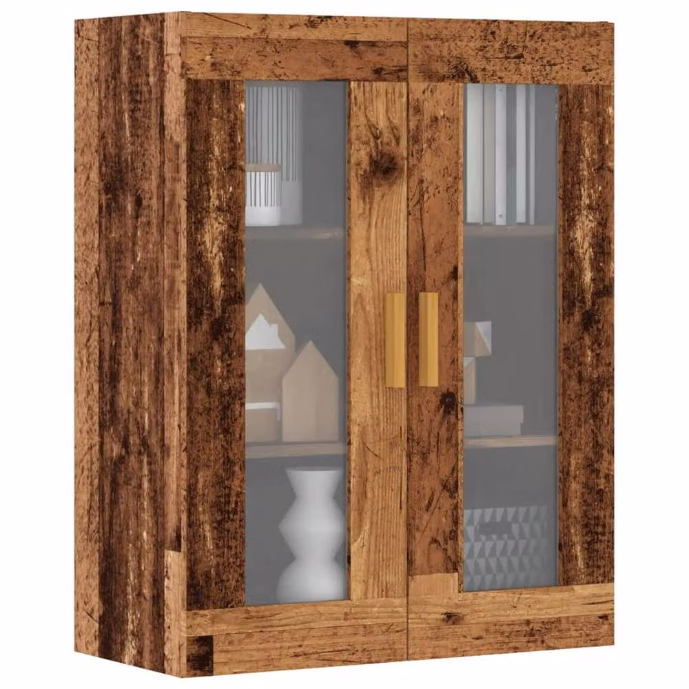 Berkfield Home Hanging Wall Cabinet in Brown with Glass Doors, W/D/H: 69.5 x 34 x 90 cm – 2