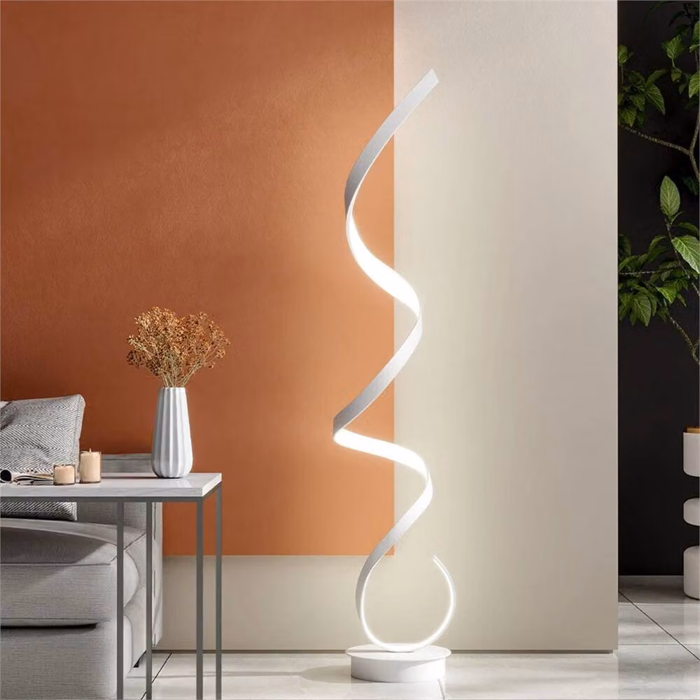 PAWNORA Artist Spiral LED Floor Lamp in White – 2