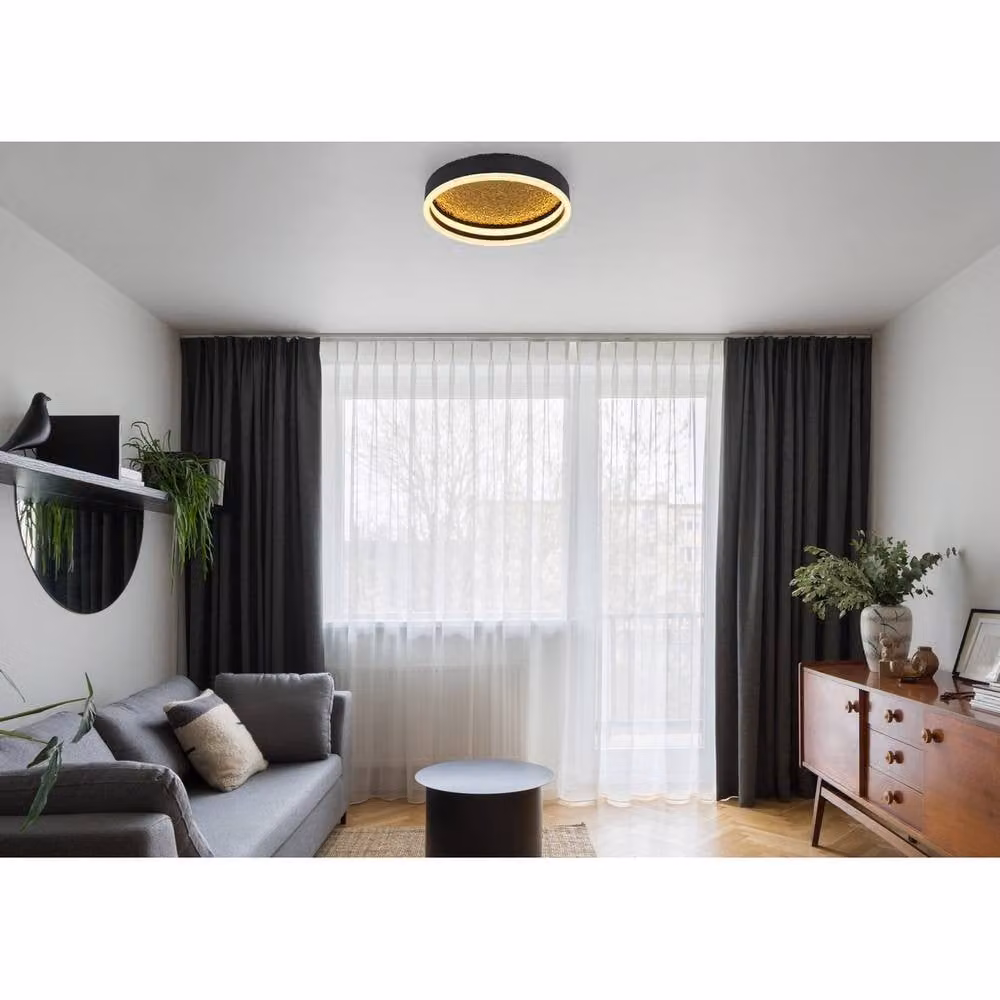 Netlighting Hedi Semi Flush Ceiling Light Matt Black with Integrated Warm White LED – 3