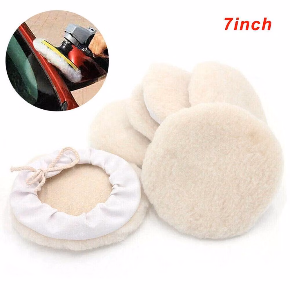 SPETLEK 6 Pack Wool Polishing Buffing Bonnet Buffer Pads in Beige, 180mm – 2