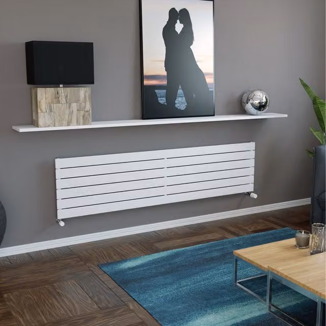Agadon Panio Horizontal Flat Panel Designer Radiator in White, W: 180 cm, H: 44.5 cm, D: 44.5 cm