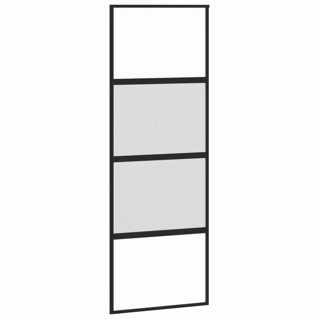 Berkfield Home Modern Black Sliding Door with Transparent Tempered Glass and Aluminium, W: 76 cm, H: 205 cm – 2