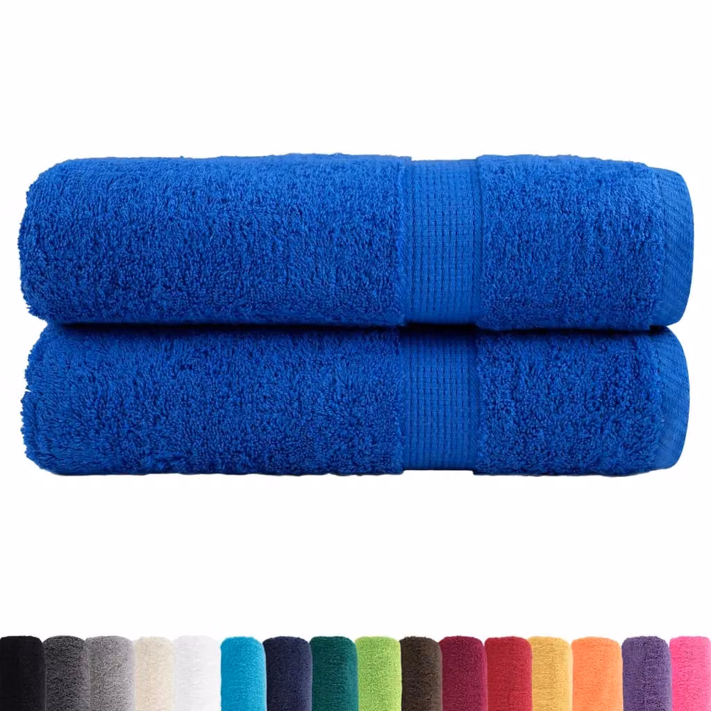 Berkfield Home SOLUND Premium Cotton Terry Hand Towels, 2 Pack, Blue, W: 50 cm, L: 100 cm, 600gsm – 2