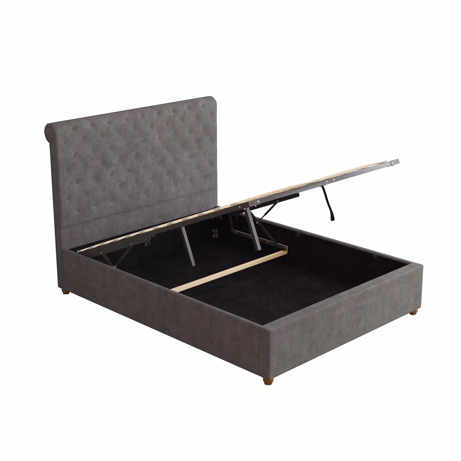 Aspire Taylor Ottoman Storage Bed Frame in Grey Plush Velvet Fabric, Super King, W/D/H: 200 x 160 x 135 cm – 3
