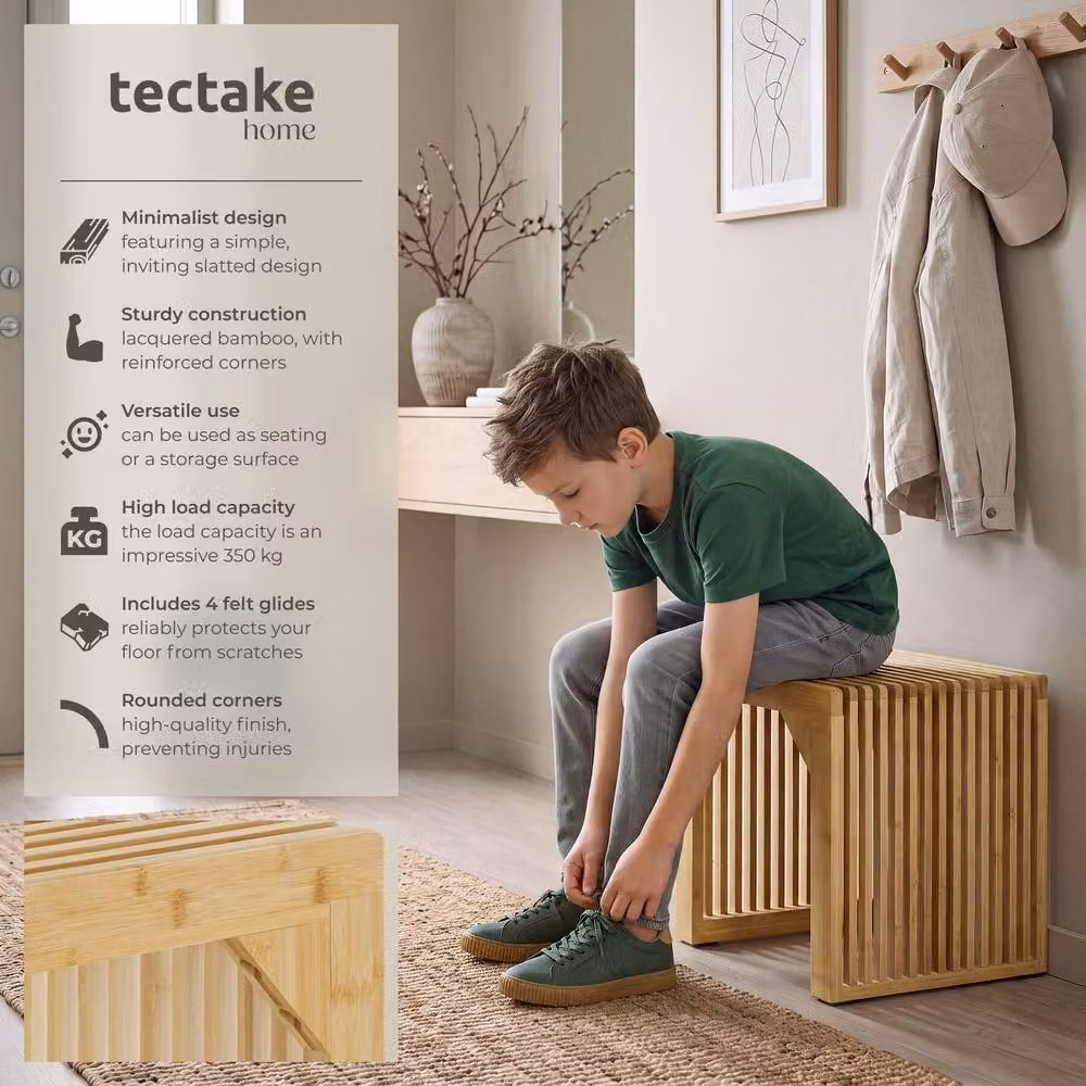 TECTAKE Ribb Slatted Wood Stool and Bench in Brown – 2