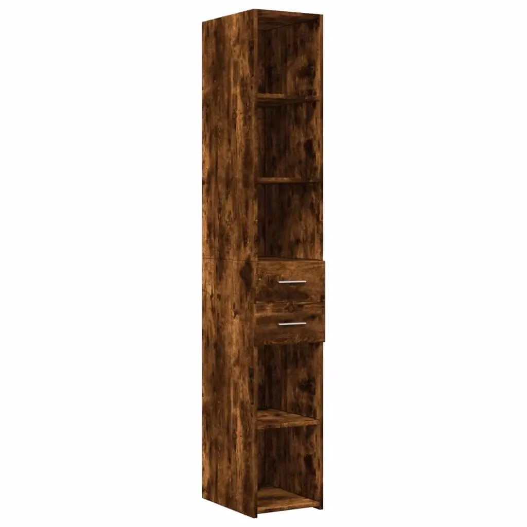 Berkfield Home Modern Smoked Oak Highboard in Brown, W/D/H: 30 x 42.5 x 185 cm