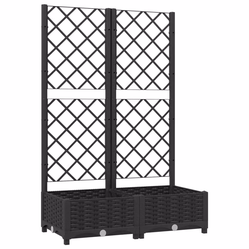 Berkfield Home Garden Planter with Trellis, Black, H x W x D: 121.5 x 80 x 40 cm – 2