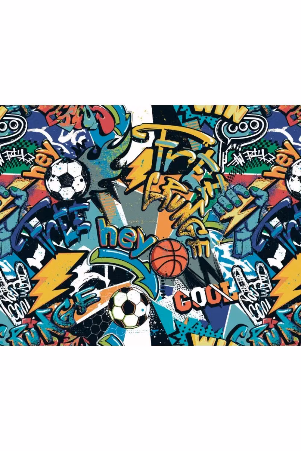 Origin Murals Sports Graffiti Abstract Wall Mural in Blue and Multicolour, W: 300 cm, H: 240 cm – 2