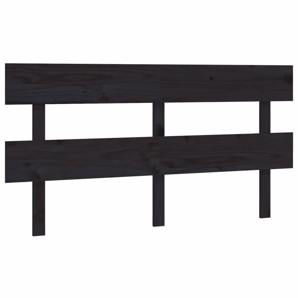 Berkfield Home Rustic Solid Pine Bed Headboard in Black, W: 164 cm, D: 3 cm, H: 81 cm – 2
