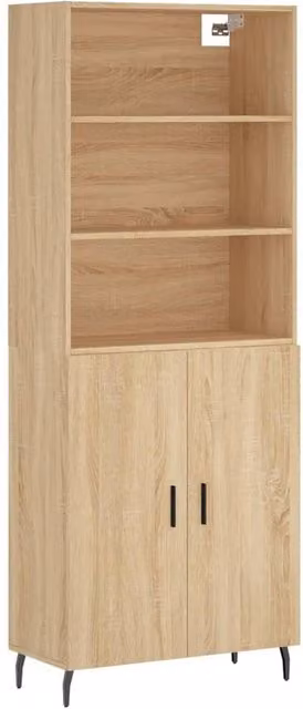 Berkfield Home Sonoma Oak Highboard in Brown, W/D/H: 69.5 x 34 x 180 cm