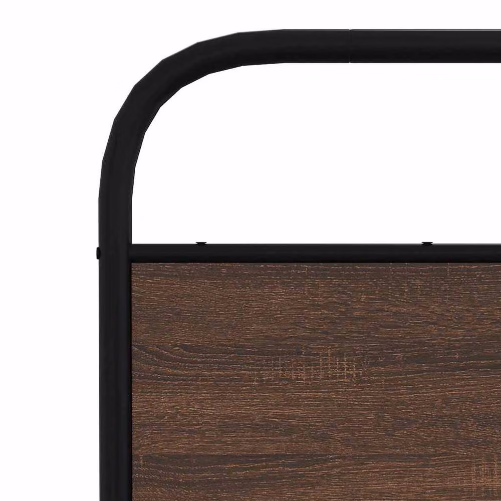 Berkfield Home Metal and Oak Bed Frame in Brown – 4