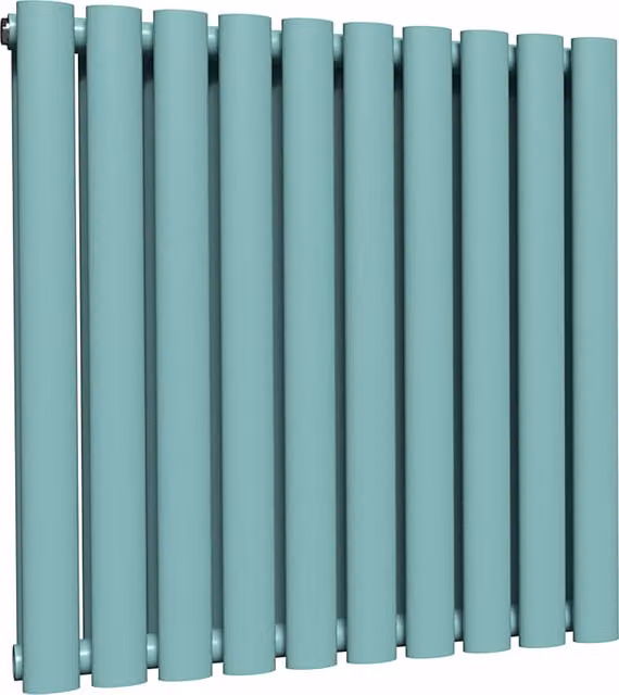 Lux Heat Oval Horizontal Double Steel Radiator in Caribbean Sea, W: 600 mm x H: 540 mm