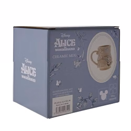 Widdop and Co Disney Alice in Wonderland Ceramic Pink and Beige Embossed Mug H: 10 cm x W: 12 cm x D: 9 cm – 3