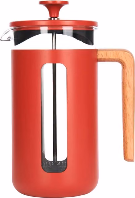 La Cafetiere Pisa Glass Cafetiere with Stainless Steel Frame, Red, Height: 14.5 cm