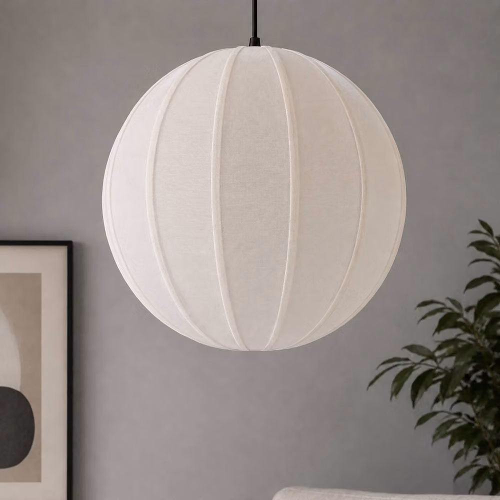 CGC Lighting Anica White Round Globe Fabric Lampshade – 2