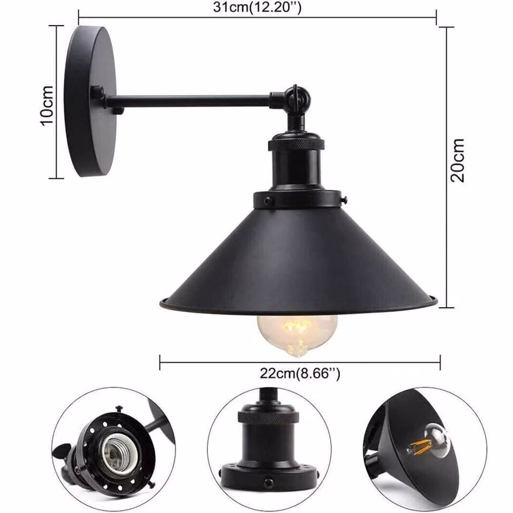Havendro Industrial Adjustable Metal Wall Light in Black – 2