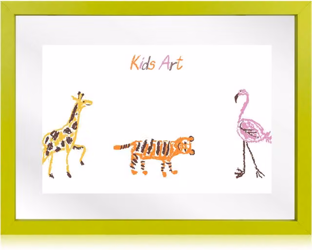 Innoteck Modern Rectangular Children Artwork Gallery Photo Frame in Green Wood