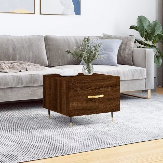 Berkfield Home Brown Oak Coffee Table, W/D/H: 50 x 50 x 40 cm – 1