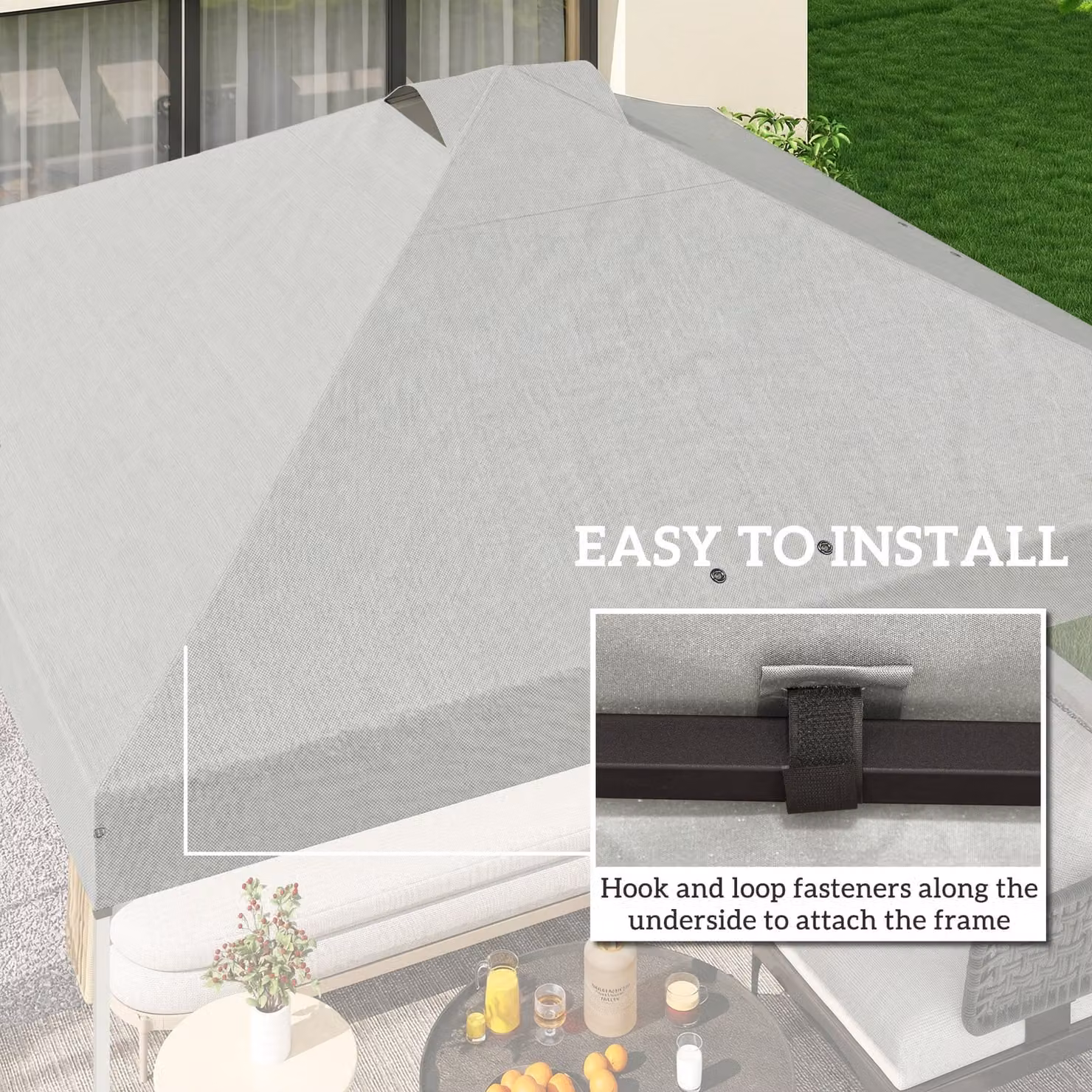 Outsunny White Waterproof Pop Up Canopy Gazebo Roof Replacement with UV50+ Protection and 8 Drainage Holes, W x D: 3 x 3 m – 4