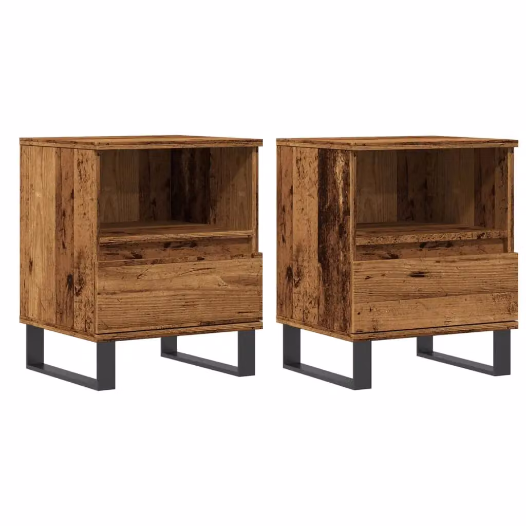 Berkfield Home Set of 2 Bedside Cabinets in Old Wood Brown, W/D/H: 40 x 35 x 50 cm – 2