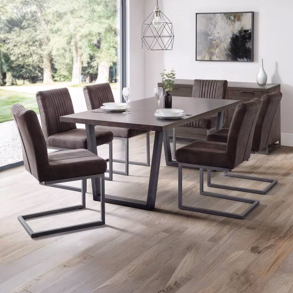 Cheshire Huxford Set of 2 Grey Industrial Dining Chairs with Cantilever Base – 4