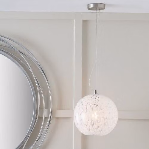 Ruma Modern White Glass Sphere LED Pendant Ceiling Light – 1